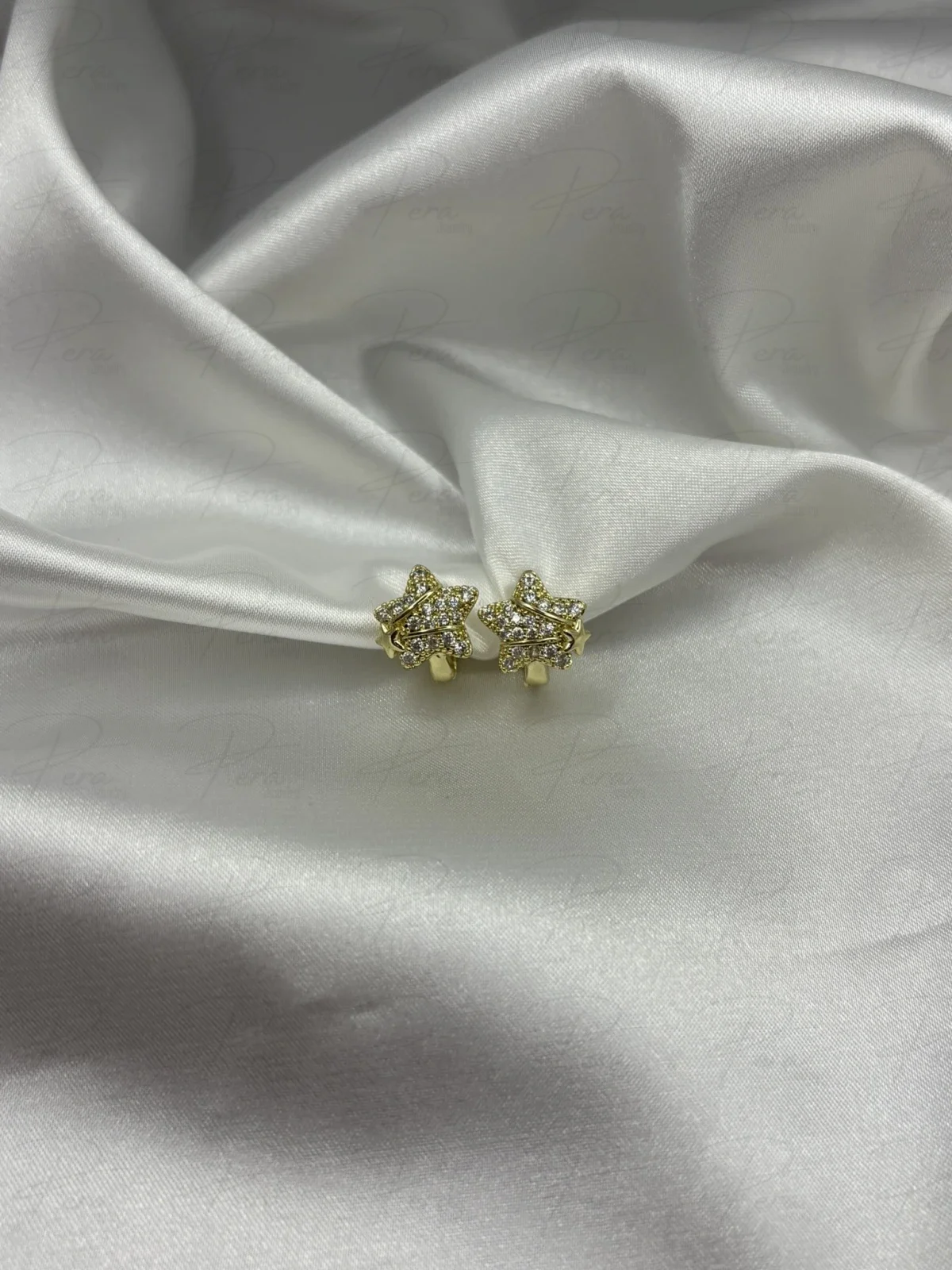 14K Yıldız Model Taşlı Küpe